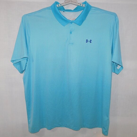 Under Armour AU Men 4XL Light Blue White Pattern The Performance Polo Shirt Golf - Picture 1 of 8